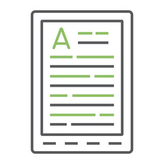 Fototapete - E Book Reader color line icon, education and school, digital book sign vector graphics, a linear icon on a white background, eps 10.