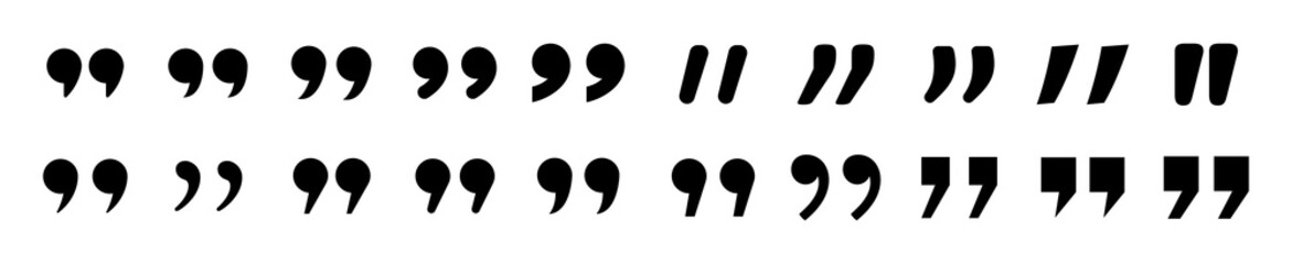 Poster - quotes icon vector set. quotemarks outline, speech marks, inverted commas or talking marks collectio