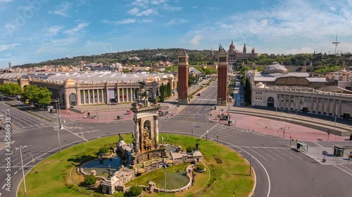 Cuadros en Lienzo Barcelona Spain time lapse 4K, city skyline timelapse at Barcelona Espanya Squar