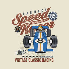 Print speed racer, car race for t shirt