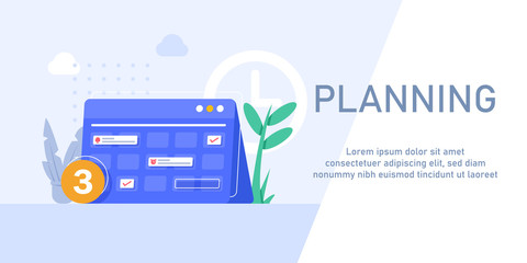 Poster - Time management concept,Planning,Efficient use of worktime for implementation of the business plan,flat design icon vector illustration