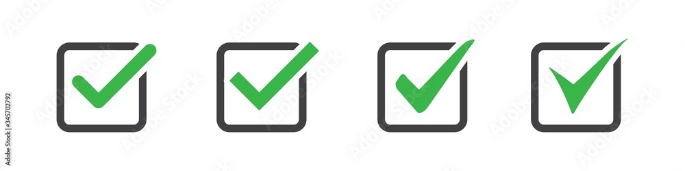 Set of check or tick icon on a white background - obrazy, fototapety, plakaty 