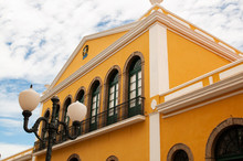 Facade Of The Largo Da Alfândega Building, A Square In The Historic Center Of Florianópolis Santa Catarina Brazil
