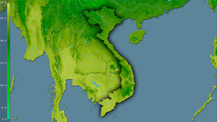 Vietnam, annual temperature - dark glow