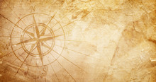 Old Compass On Paper Background