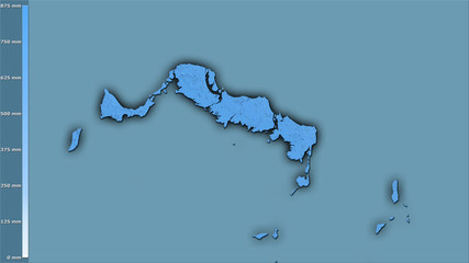 Turks and Caicos Islands, annual precipitation - dark glow