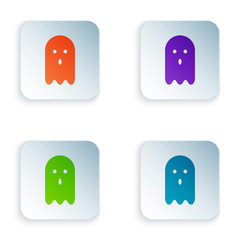 Sticker - Color Ghost icon isolated on white background. Set colorful icons in square buttons. Vector Illustration