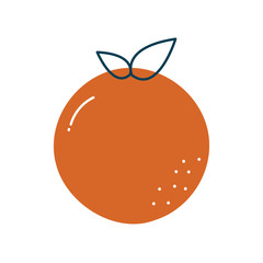 Sticker - orange fruit flat style icon vector design