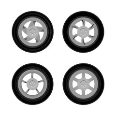 Wall Mural - Vector car wheels set isolated on white