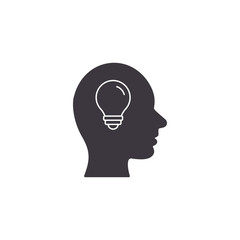 Poster - Head with lamp bulb icon. Human head idea symbol. Vector