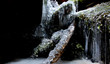 frozen waterfall with abstract ice forms