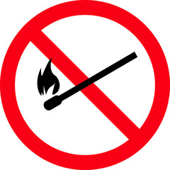 No fire sign, prohibition sign, ban