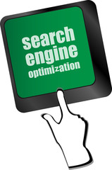 Poster - Modern keyboard with SEO text. SEO concept