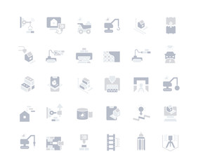 Sticker - Set of Simple Icons of Construction Technology