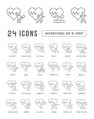 Poster - Vector Line Icons of International Day of Sport