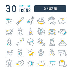 Poster - Vector Line Icons of Songkran