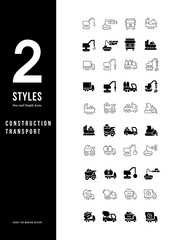 Sticker - Simple Line Icons of Construction Transport