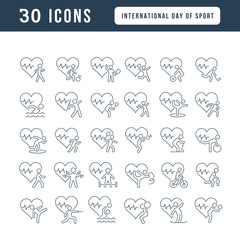 Poster - Vector Line Icons of International Day of Sport