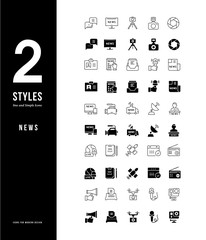 Poster - Simple Line Icons of News