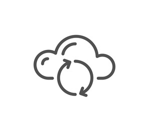 Poster - Cloud computing sync line icon. Internet data storage sign. File hosting technology symbol. Quality design element. Editable stroke. Linear style cloud sync icon. Vector