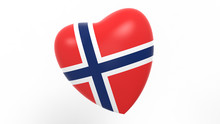 Flag Of Norway In Heart On White Background, 3d Rendering