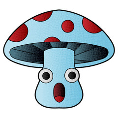 Poster - mushroom character vector design. digital hand drawn. halftone texture