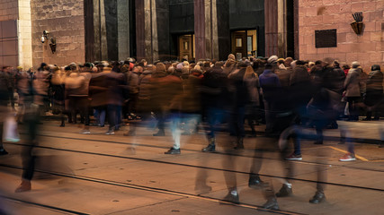 Wall Mural -  people at the entrance to the subway at rush hour