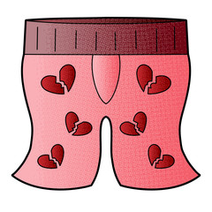 Poster - drawstring shorts vector design. digital hand drawn. halftone texture