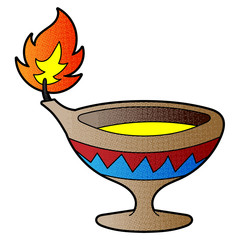 Poster - oil lamp vector design. digital hand drawn. halftone texture