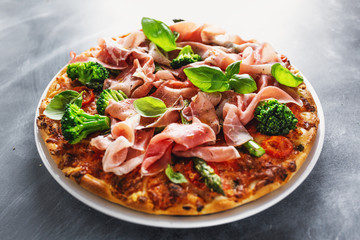 Poster - Italian classic pizza with meat and broccoli