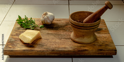 Fotomural ingredientes para preparar pesto