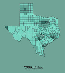 Wall Mural - texas map. vector map of texas, u.s states. amreica country map.