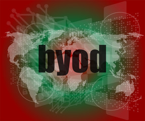 Poster - byod word on digital screen, mission control interface hi technology