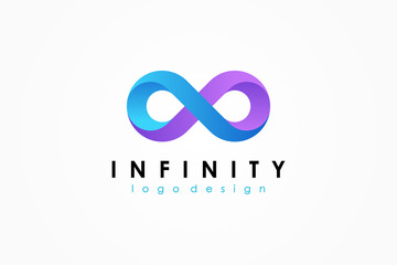 Leinwandbilder - Blue and Purple Motion Infinity Logo isolated on White Background. Usable for Business and Technology Logos. Vector Logo Design Template Element.