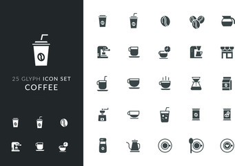 25 Glyph Icon Set - Coffee