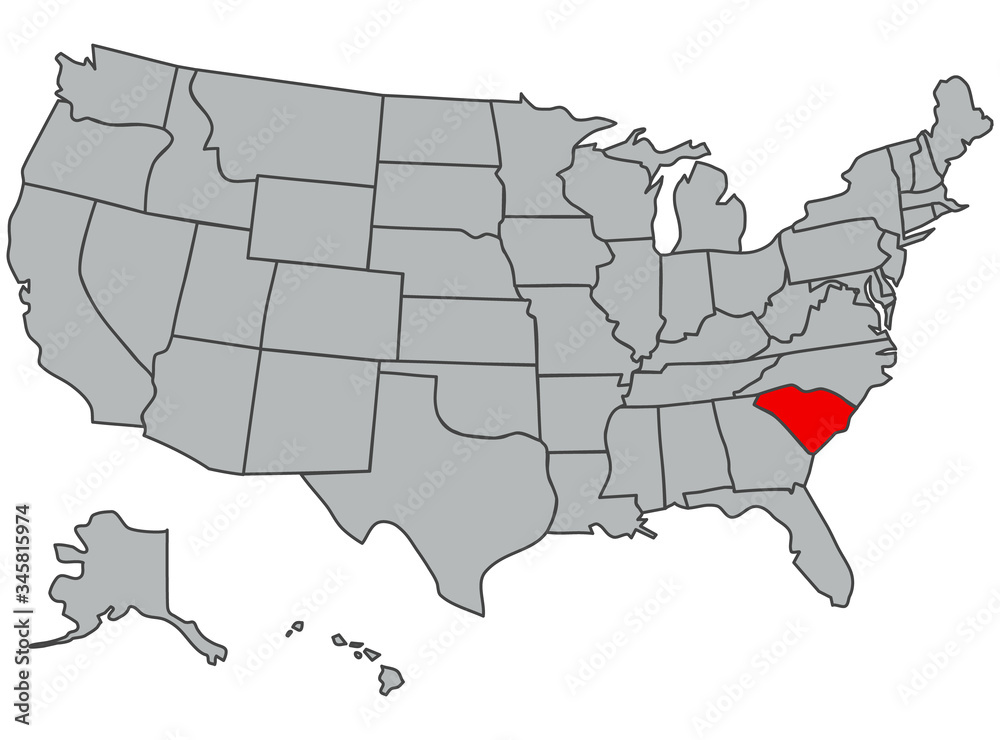Vetor Vector map of the United States of America. South Carolina State ...