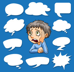 Poster - Different shapes of speech bubbles and sad man