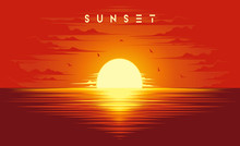 Beautiful Sunset Illustration Vector