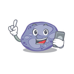 Poster - Blue planctomycetes cartoon character speaking on phone