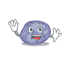 Wall Mural - A charismatic blue planctomycetes mascot design style smiling and waving hand