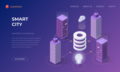 Wall Mural - landing page for smart city technologies