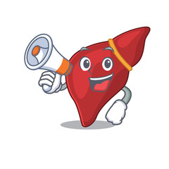 Poster - Cartoon character of healthy human liver having a megaphone