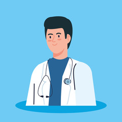 Wall Mural - doctor male with stethoscope avatar character vector illustration design