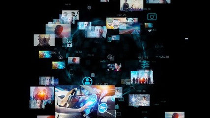 Aufkleber - Visual contents concept. Social networking service. Streaming video. communication network.