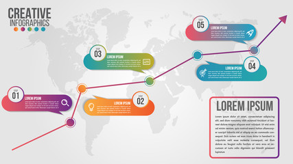 Wall Mural - business infographic timeline design template with icons and 5 numbers options or steps. can be used
