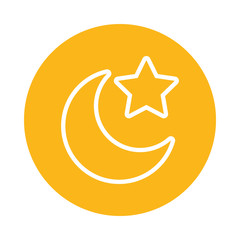 Sticker - moon night with star isolated style icon