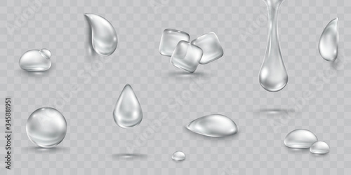 Cuadros en Lienzo Water rain drop set isolated on transparent background