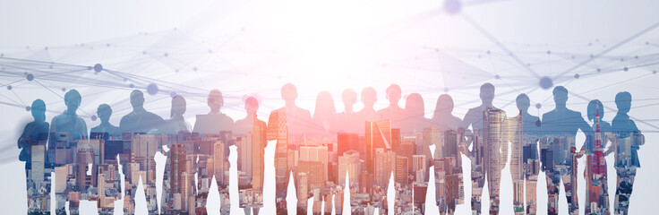 Poster - Business, human resources, network, society, communication, teamwork, crowd, group, company, management, cooperation, organization, group, gathering, people, peers, system, internet, social media