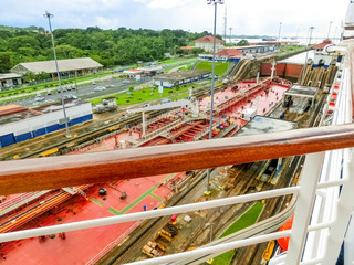 Wall Mural - View of Panama Canal from cruise ship