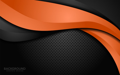 Wall Mural - Modern orange and black contrast corporate waves background.